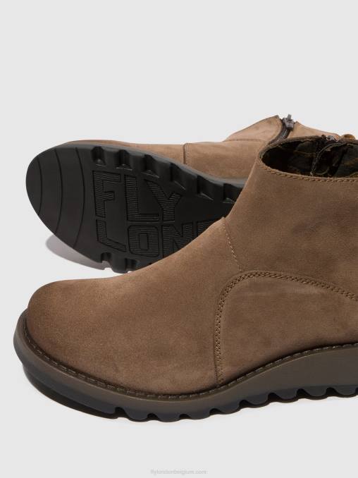 taupe/kameel Fly London vrouwen enkellaarzen met ritssluiting sely918 V2B037