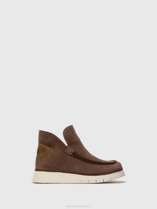 taupe/kameel Fly London vrouwen enkellaarzen met ronde neus coze348 V2B084