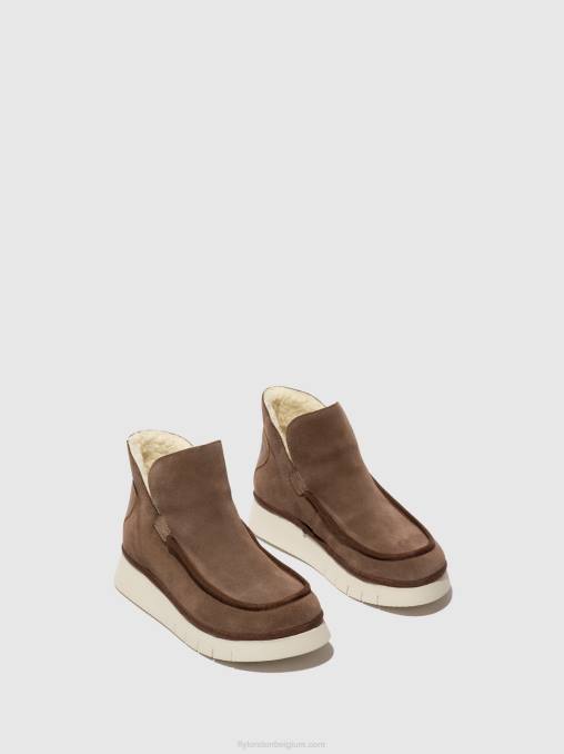 taupe/kameel Fly London vrouwen enkellaarzen met ronde neus coze348 V2B084