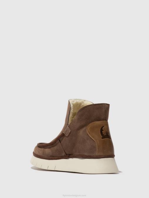 taupe/kameel Fly London vrouwen enkellaarzen met ronde neus coze348 V2B084