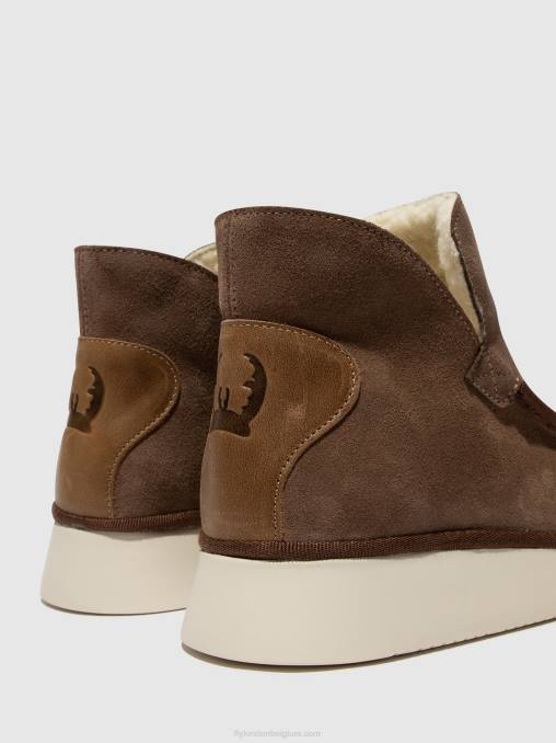 taupe/kameel Fly London vrouwen enkellaarzen met ronde neus coze348 V2B084