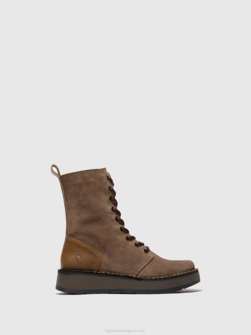 taupe/kameel Fly London vrouwen enkellaarzen met veters rami043 V2B020