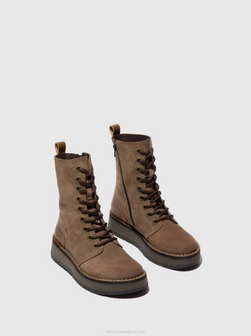 taupe/kameel Fly London vrouwen enkellaarzen met veters rami043 V2B020