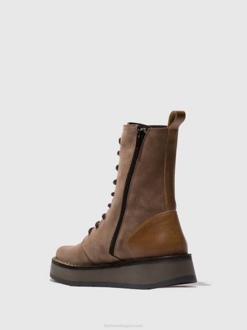 taupe/kameel Fly London vrouwen enkellaarzen met veters rami043 V2B020