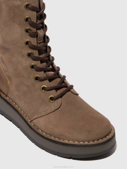 taupe/kameel Fly London vrouwen enkellaarzen met veters rami043 V2B020