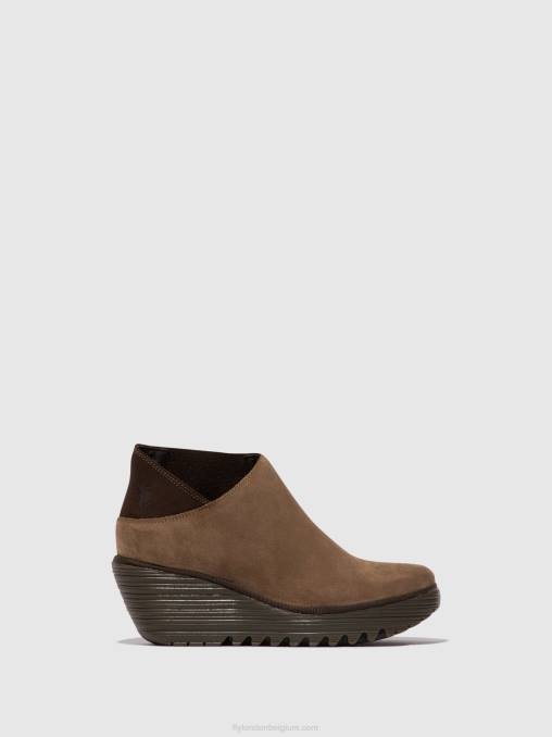 taupe/spresso Fly London vrouwen enkellaarzen met ritssluiting yego400 V2B028