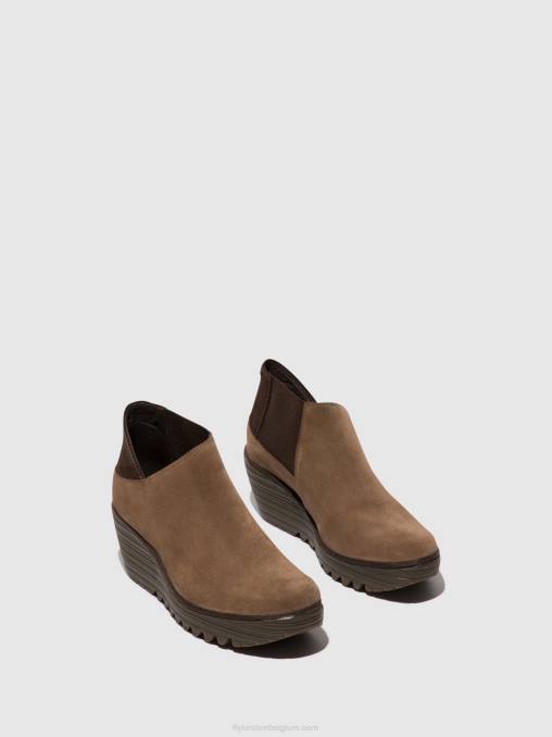 taupe/spresso Fly London vrouwen enkellaarzen met ritssluiting yego400 V2B028