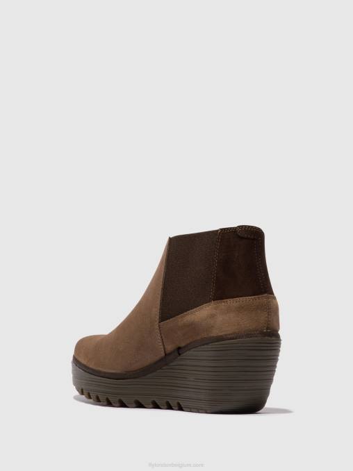 taupe/spresso Fly London vrouwen enkellaarzen met ritssluiting yego400 V2B028
