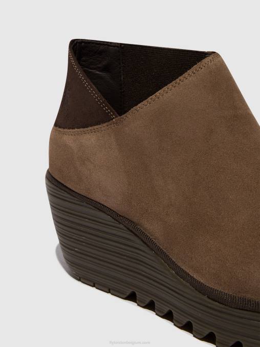 taupe/spresso Fly London vrouwen enkellaarzen met ritssluiting yego400 V2B028