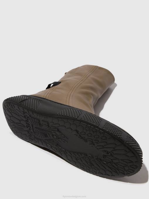 taupe (zwarte zool) Fly London vrouwen enkellaarzen met ritssluiting esen485 V2B060