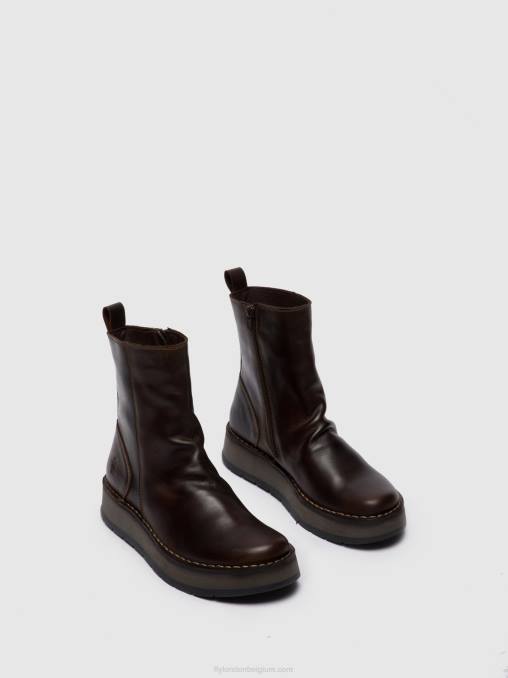 vloerkleed dk. bruin Fly London vrouwen enkellaarzen met ritssluiting reno053 V2B0285