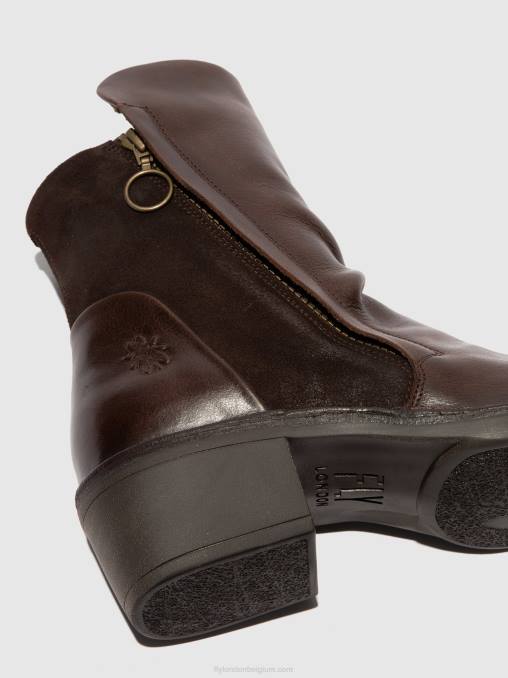 vloerkleed/oilsuede donkerbruin/expresso Fly London vrouwen enkellaarzen met ritssluiting mely074 V2B0172