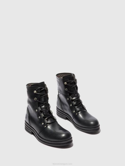 vloerkleed zwart Fly London vrouwen enkellaarzen met veters knot792 V2B0197