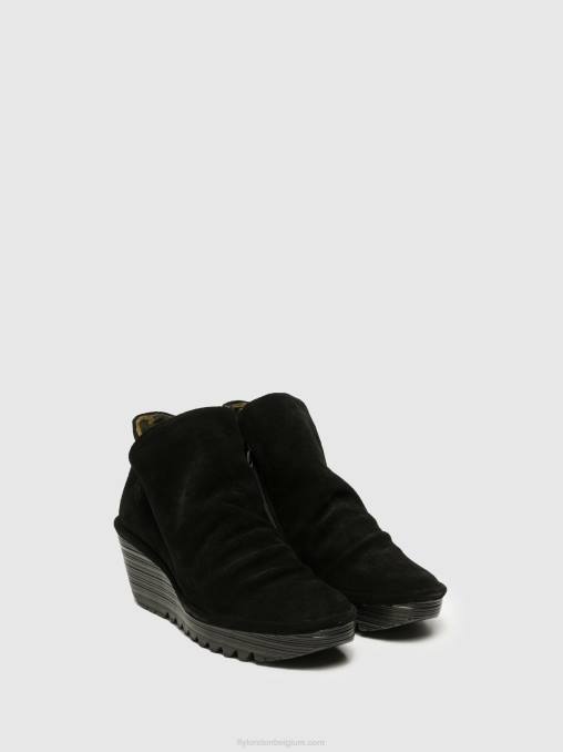 zwart Fly London vrouwen enkellaarsjes met rits yip V2B0279