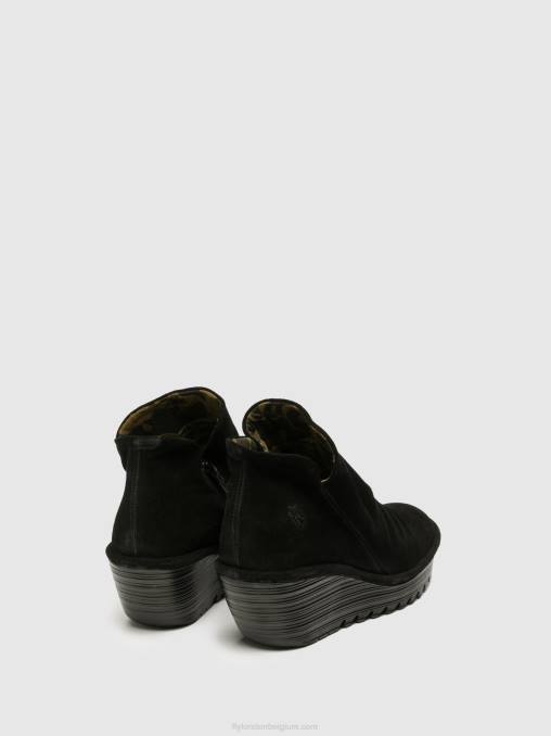 zwart Fly London vrouwen enkellaarsjes met rits yip V2B0279