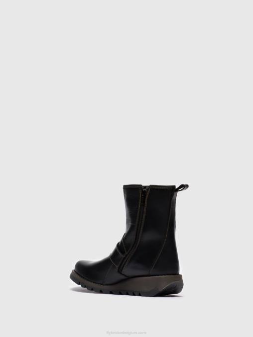 zwart Fly London vrouwen enkellaarzen met gesp sino525 V2B0282