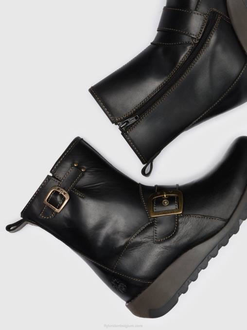 zwart Fly London vrouwen enkellaarzen met gesp sino525 V2B0282
