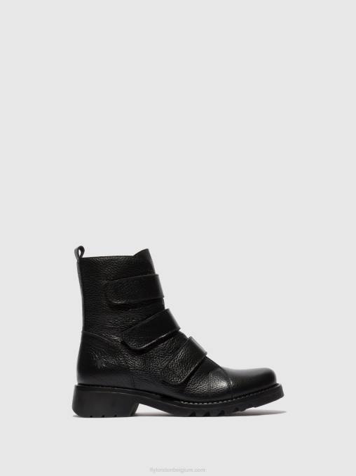 zwart Fly London vrouwen enkellaarzen met klittenband rach790 V2B081