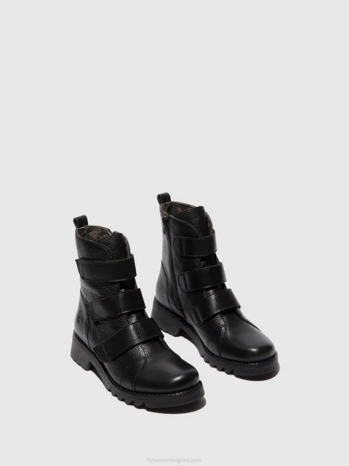 zwart Fly London vrouwen enkellaarzen met klittenband rach790 V2B081