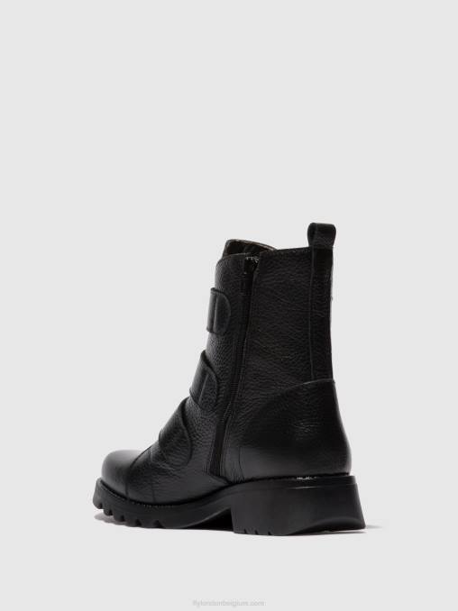 zwart Fly London vrouwen enkellaarzen met klittenband rach790 V2B081