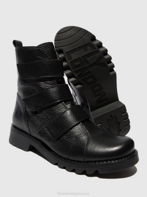 zwart Fly London vrouwen enkellaarzen met klittenband rach790 V2B081