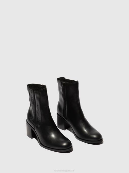 zwart Fly London vrouwen enkellaarzen met rits amel913 V2B070