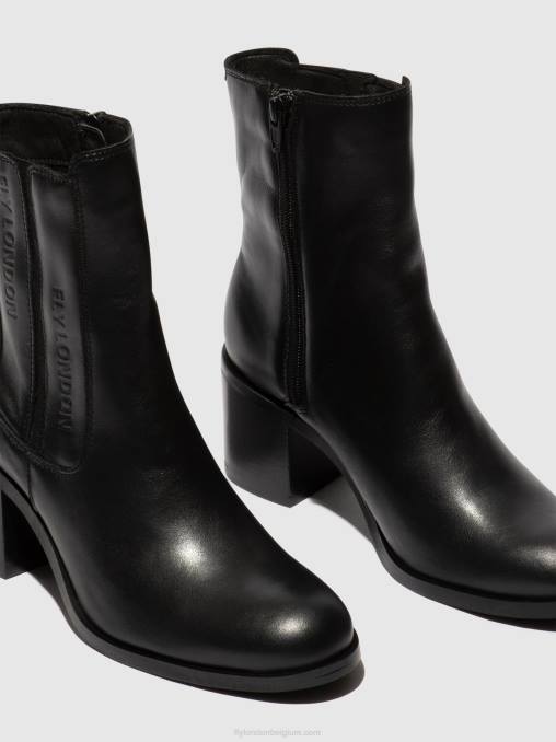 zwart Fly London vrouwen enkellaarzen met rits amel913 V2B070