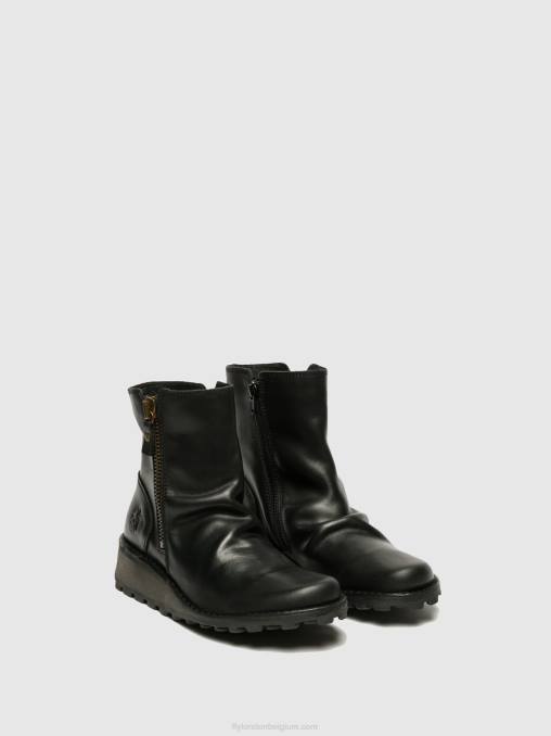 zwart Fly London vrouwen enkellaarzen met ritssluiting mon944 V2B0269