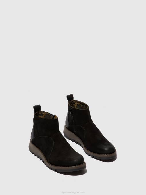zwart Fly London vrouwen enkellaarzen met ritssluiting sely918 V2B045