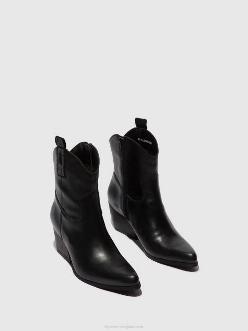 zwart Fly London vrouwen enkellaarzen met ritssluiting tabb905 V2B031