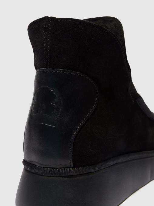 zwart Fly London vrouwen enkellaarzen met ronde neus coze348 V2B082