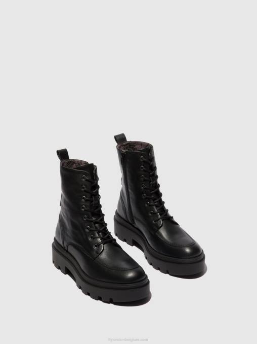 zwart Fly London vrouwen enkellaarzen met veters jaye878 V2B0104