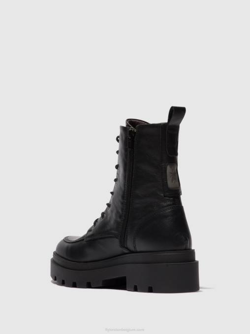 zwart Fly London vrouwen enkellaarzen met veters jaye878 V2B0104