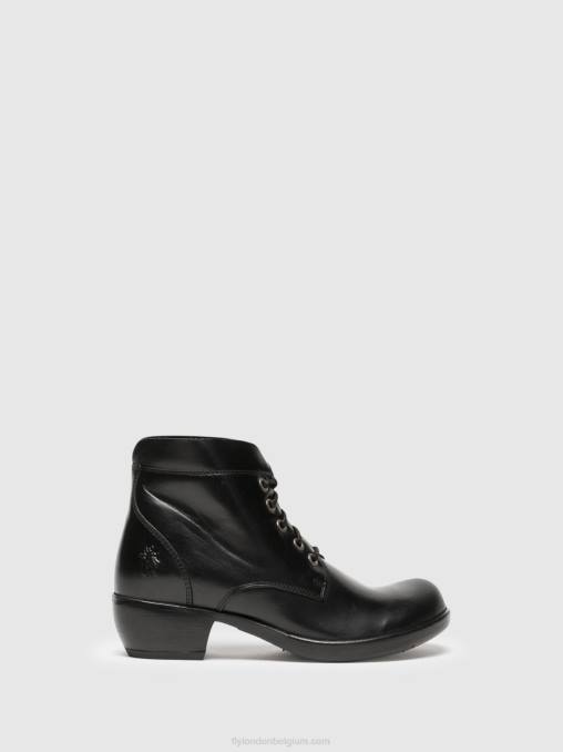 zwart Fly London vrouwen enkellaarzen met veters mesu780 V2B0268
