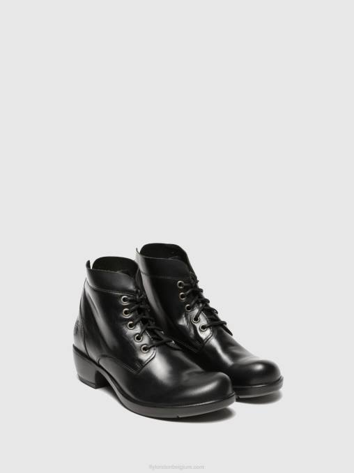 zwart Fly London vrouwen enkellaarzen met veters mesu780 V2B0268