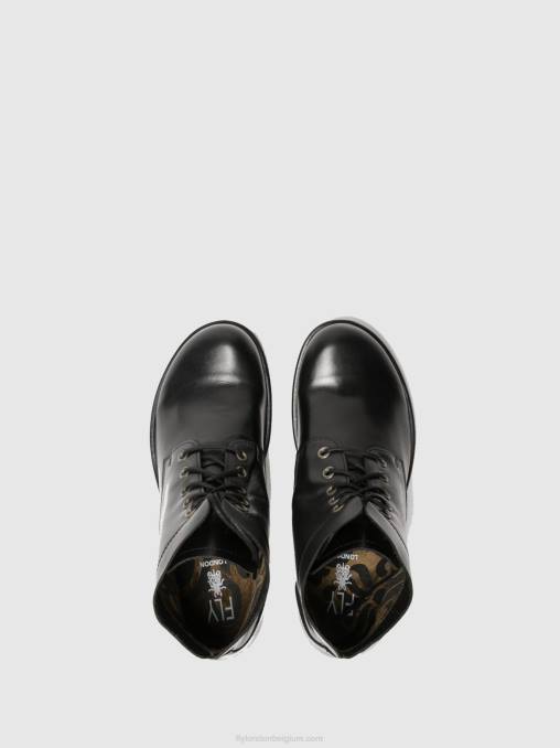 zwart Fly London vrouwen enkellaarzen met veters mesu780 V2B0268