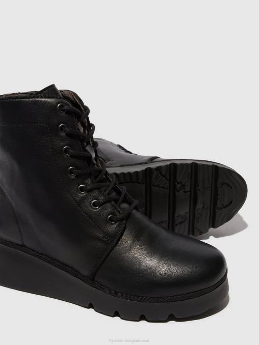 zwart Fly London vrouwen enkellaarzen met veters pall404 V2B011