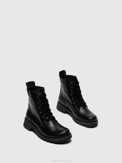 zwart Fly London vrouwen enkellaarzen met veters ragi539 V2B0283