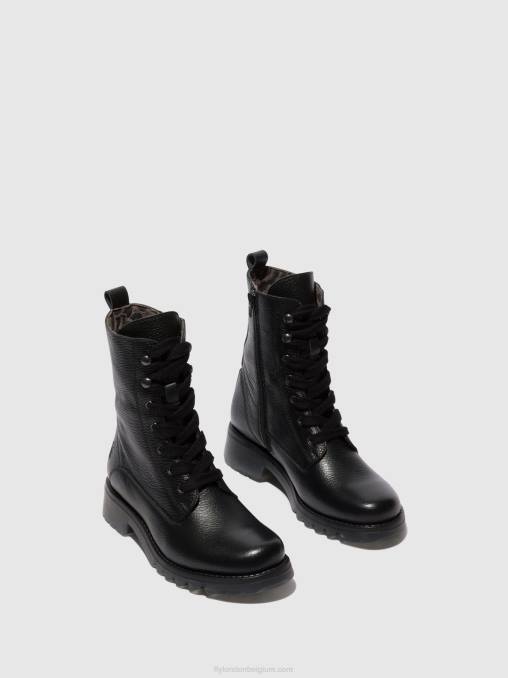zwart Fly London vrouwen enkellaarzen met veters reid893 V2B091
