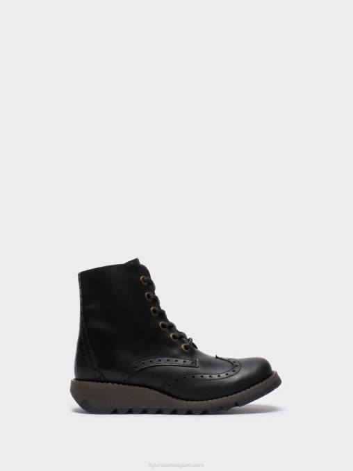zwart Fly London vrouwen enkellaarzen met veters sarl069 V2B0254
