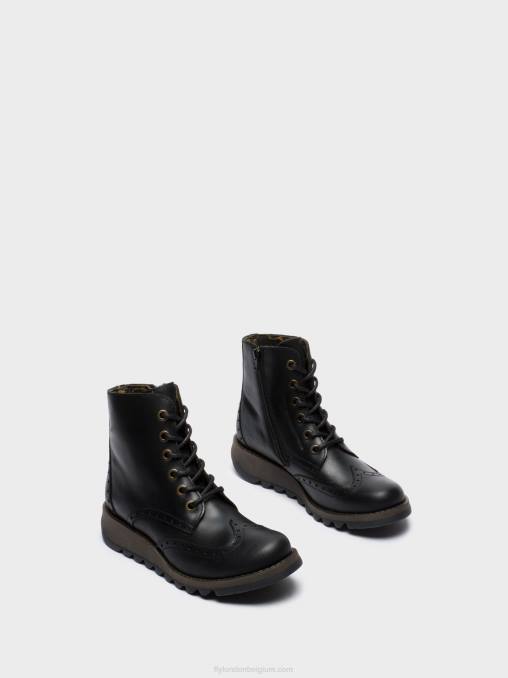 zwart Fly London vrouwen enkellaarzen met veters sarl069 V2B0254