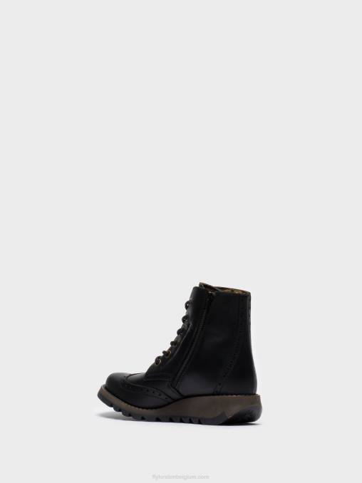 zwart Fly London vrouwen enkellaarzen met veters sarl069 V2B0254