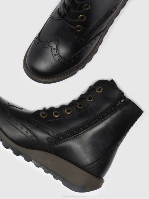 zwart Fly London vrouwen enkellaarzen met veters sarl069 V2B0254