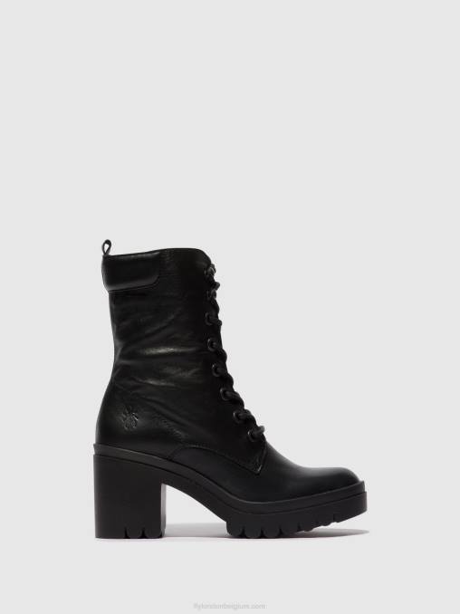zwart Fly London vrouwen enkellaarzen met veters tiel642 V2B085