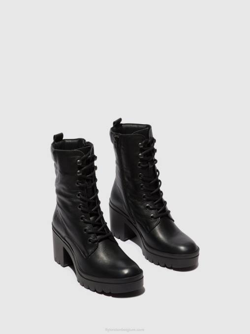 zwart Fly London vrouwen enkellaarzen met veters tiel642 V2B085