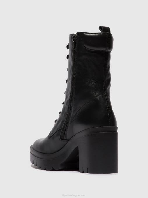 zwart Fly London vrouwen enkellaarzen met veters tiel642 V2B085
