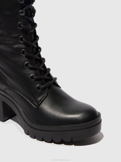 zwart Fly London vrouwen enkellaarzen met veters tiel642 V2B085