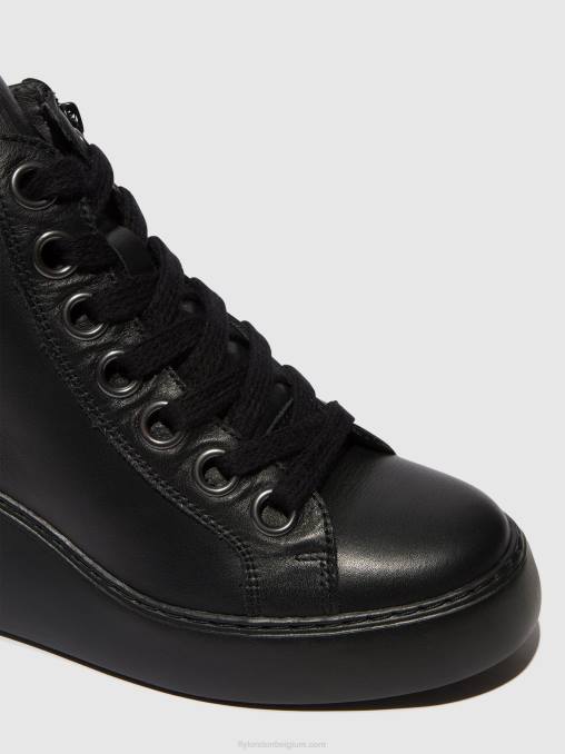 zwart (zwarte zool) Fly London vrouwen enkellaarzen met veters dice468 V2B0108