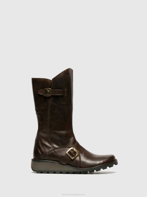 bruin Fly London vrouwen laarzen met gesp mes dk V2B0343