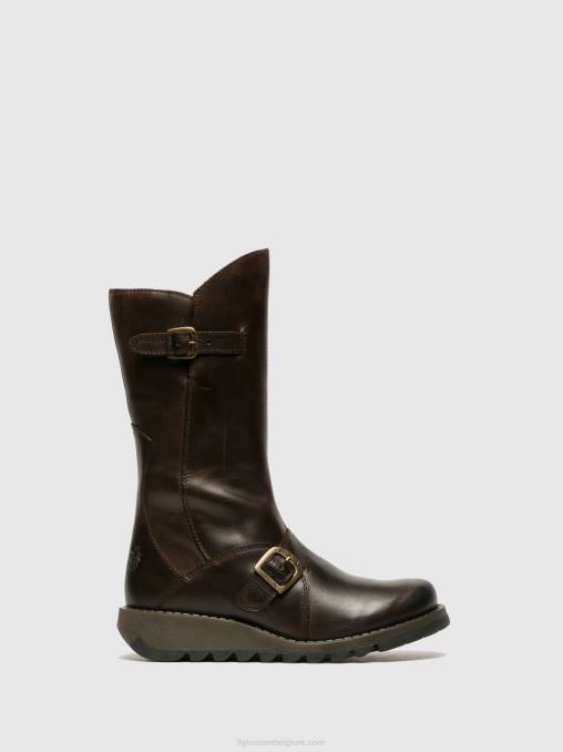 dk bruin Fly London vrouwen laarzen met gesp mes 2 V2B0347
